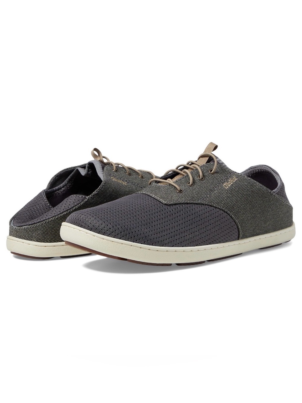 NWT Olukai Nohea Moku Men's Charcoal and Clay Lace-Up Sneakers